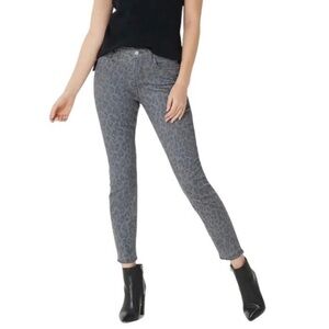 7 For All Mankind Jen Jeans Sz 8 Leopard Ankle Straight Raw Hem Gray High Rise